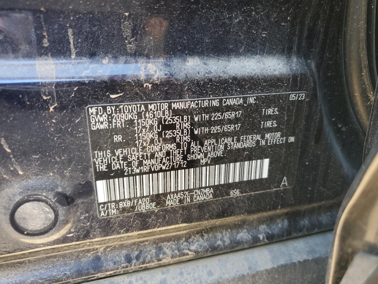 2023 Toyota RAV 4 VIN 2T3W1RFV0PW271712 Copart auction photo, front end damage thumbnail 13