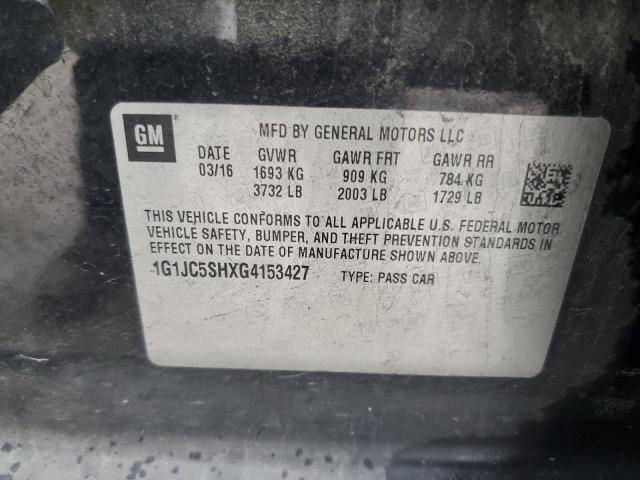 2016 Chevrolet Sonic VIN 1G1JC5SHXG4153427 Copart auction photo, rear end damage thumbnail 13