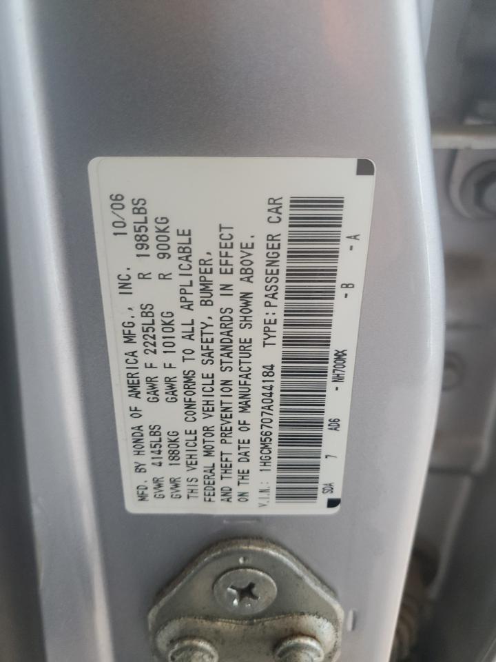 2007 Honda Accord VIN 1HGCM56707A044184 Copart auction photo, front end damage thumbnail 12