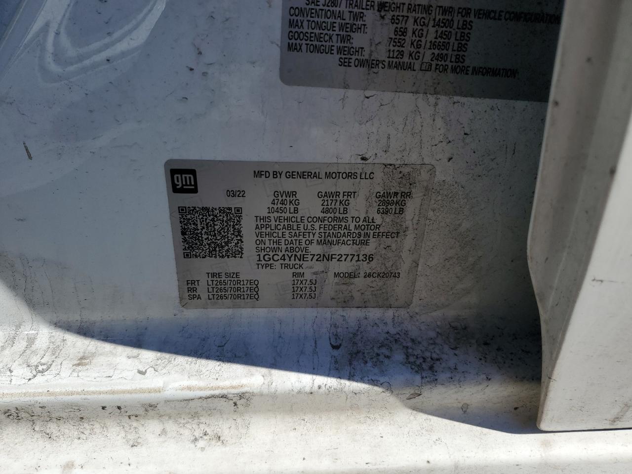 2022 Chevrolet Silverado VIN 1GC4YNE72NF277136 Copart auction photo, front end damage thumbnail 12
