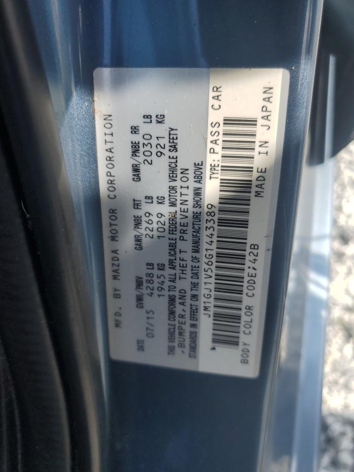 2016 Mazda 6 VIN JM1GJ1V56G1443389 Copart auction photo, all over damage thumbnail 13