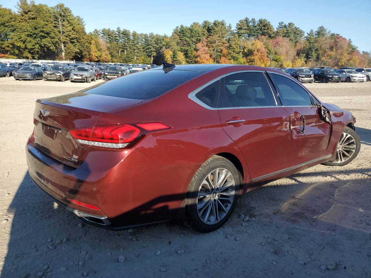 2017 Genesis G80 VIN KMHGN4JE7HU170275 Copart auction photo, side / front end damage thumbnail 3
