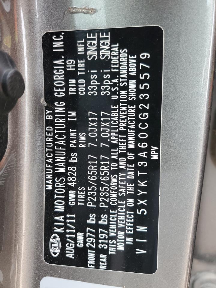2012 KIA Sorento VIN 5XYKT3A60CG235579 Copart auction photo, hail / mechanical damage thumbnail 13