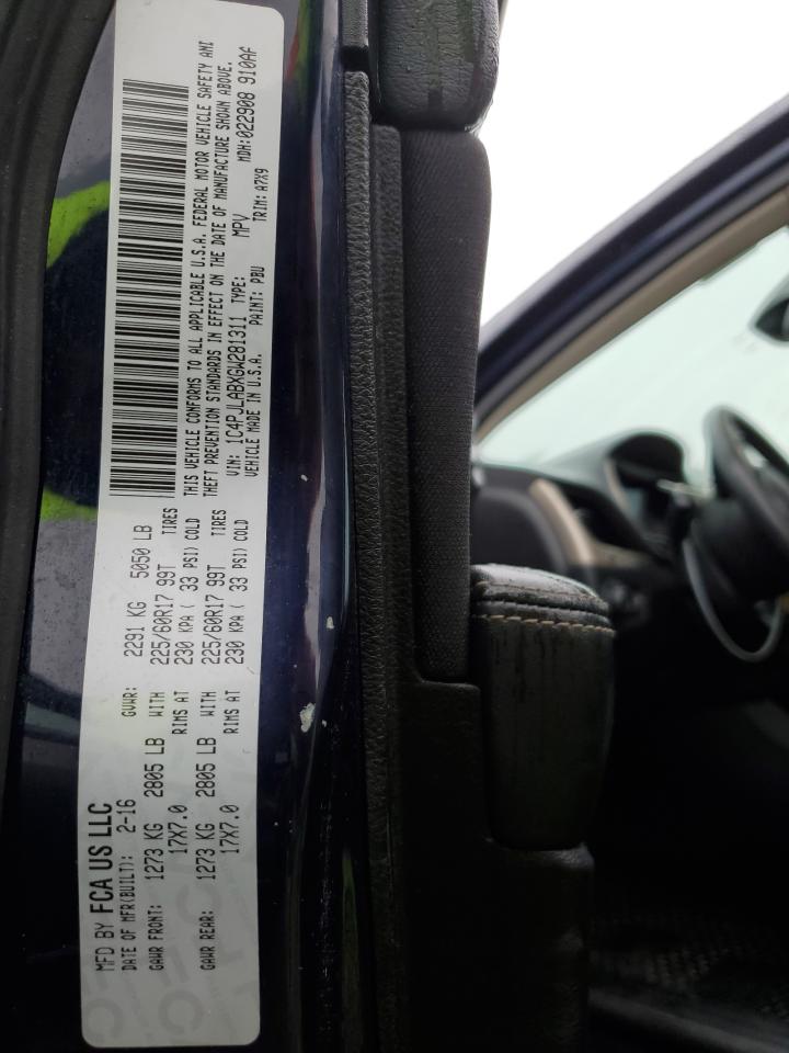 2016 Jeep Grand Cherokee VIN 1C4PJLABXGW281311 Copart auction photo, rear end damage thumbnail 13