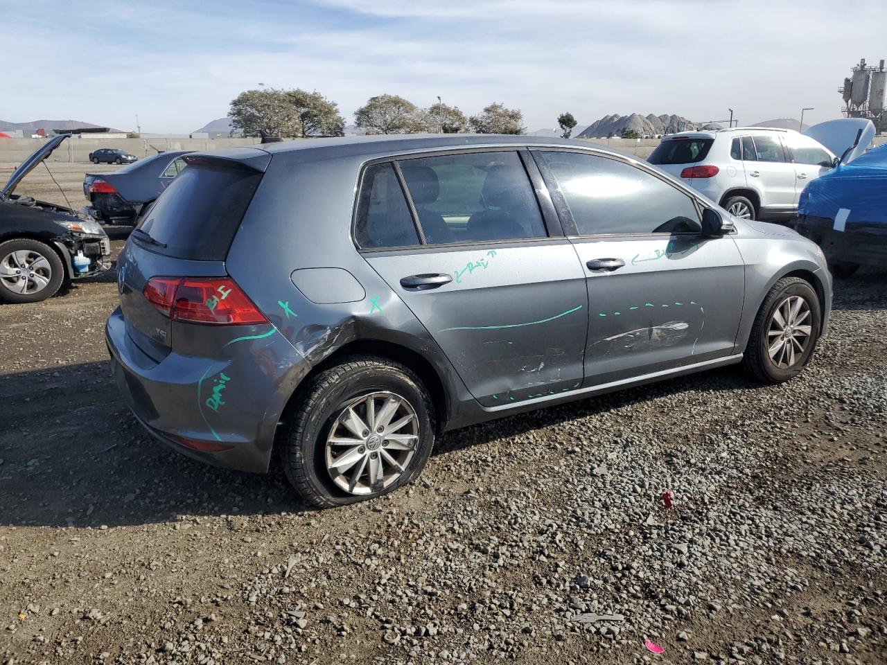 2015 Volkswagen Golf VIN 3VW217AU2FM093736 Copart auction photo, side damage thumbnail 3