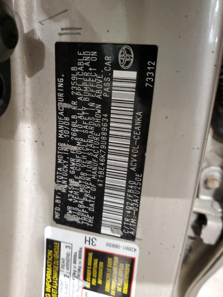 2009 Toyota Camry VIN 4T1BE46K79U889634 Copart auction photo, mechanical damage thumbnail 12