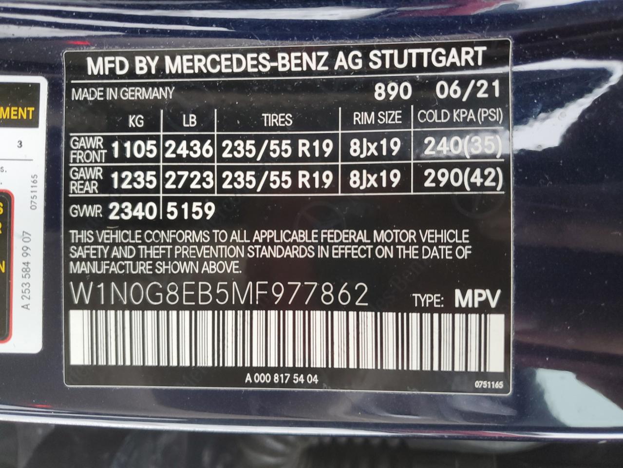 2021 Mercedes-Benz GLC VIN W1N0G8EB5MF977862 Copart auction photo, front end / minor dent/scratches damage thumbnail 14