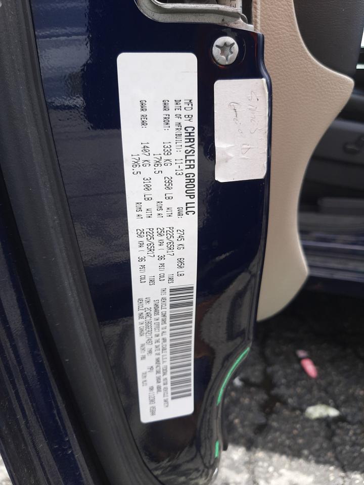 2014 Chrysler Town & Country VIN 2C4RC1BG6ER217497 Copart auction photo, front end / rear end damage thumbnail 13
