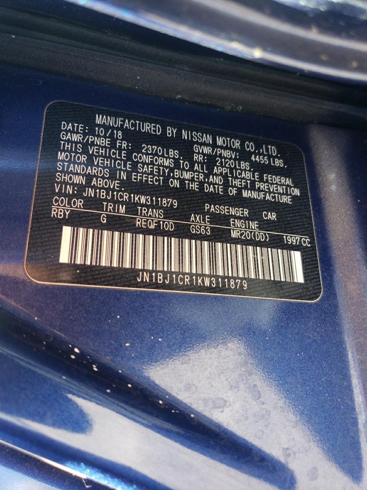 2019 Nissan Rogue VIN JN1BJ1CR1KW311879 Copart auction photo, rear end damage thumbnail 13