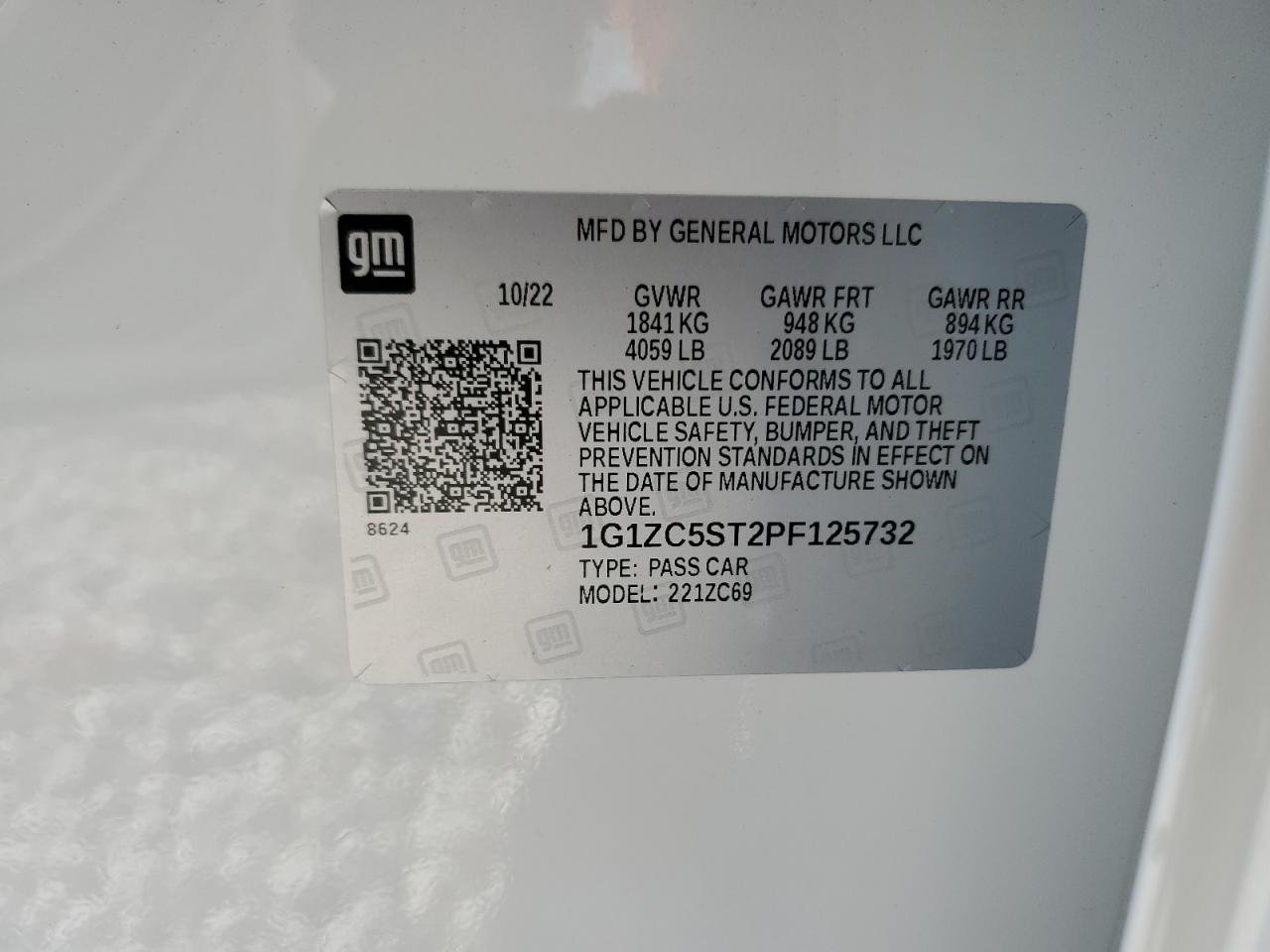 2023 Chevrolet Malibu VIN 1G1ZC5ST2PF125732 Copart auction photo, front end damage thumbnail 12