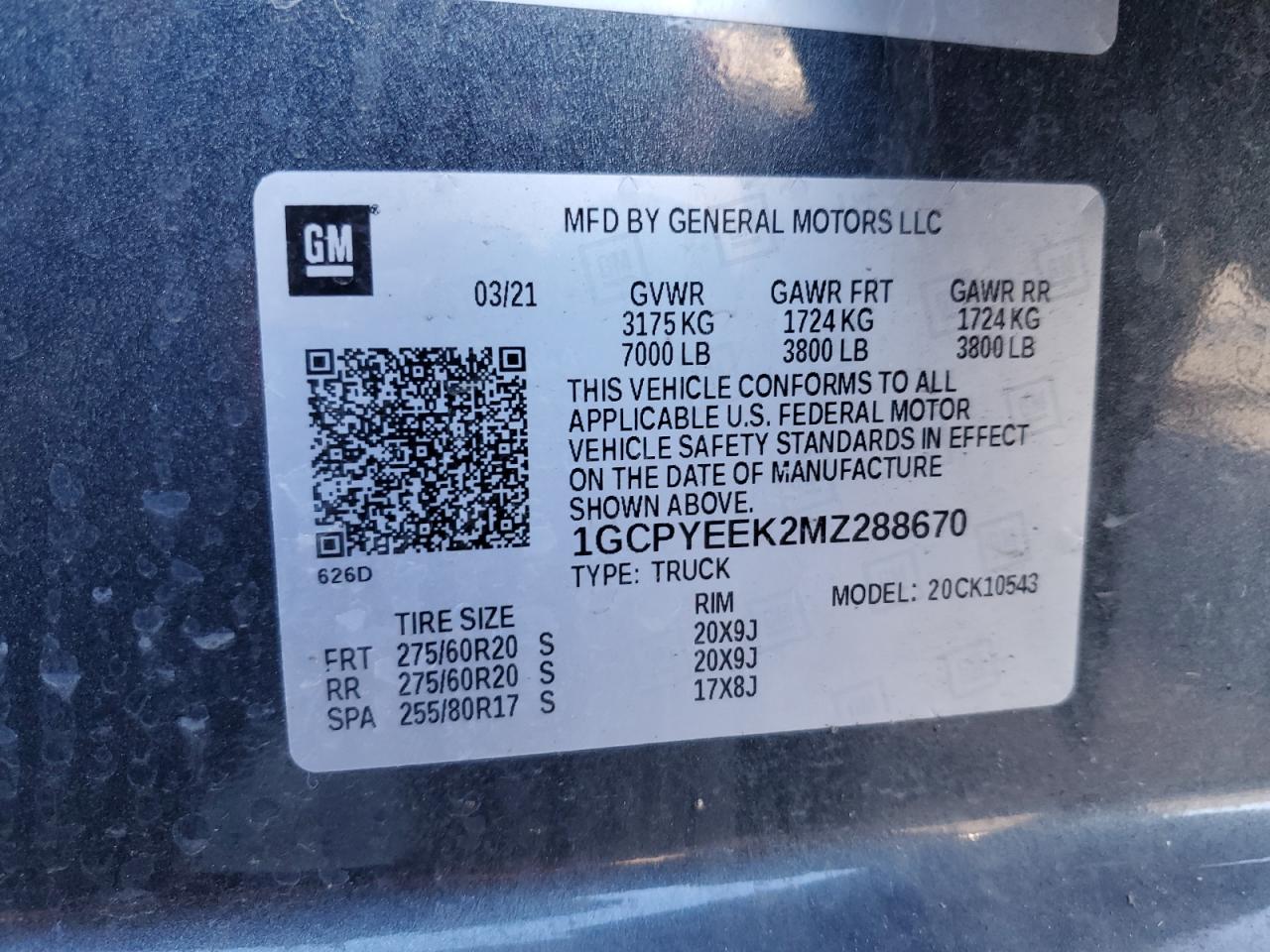 2021 Chevrolet Silverado VIN 1GCPYEEK2MZ288670 Copart auction photo, front end damage thumbnail 14