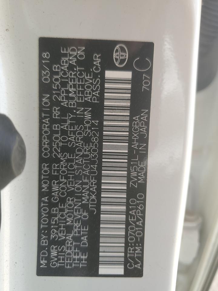 2018 Toyota Prius VIN JTDKARFU4J3058214 Copart auction photo, front end damage thumbnail 12
