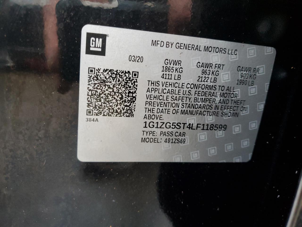 2020 Chevrolet Malibu VIN 1G1ZG5ST4LF118599 Copart auction photo, front end damage thumbnail 12