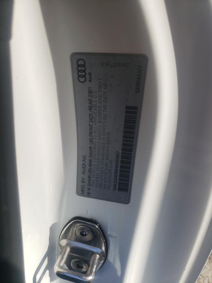 2017 Audi A5 VIN WAUD2AFR8HA000967 Copart auction photo, front end damage thumbnail 12