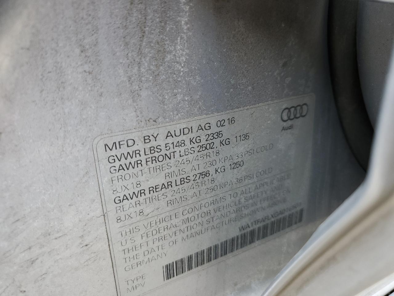 2016 Audi A4 VIN WA1TFAFLXGA016501 Copart auction photo, front end damage thumbnail 14