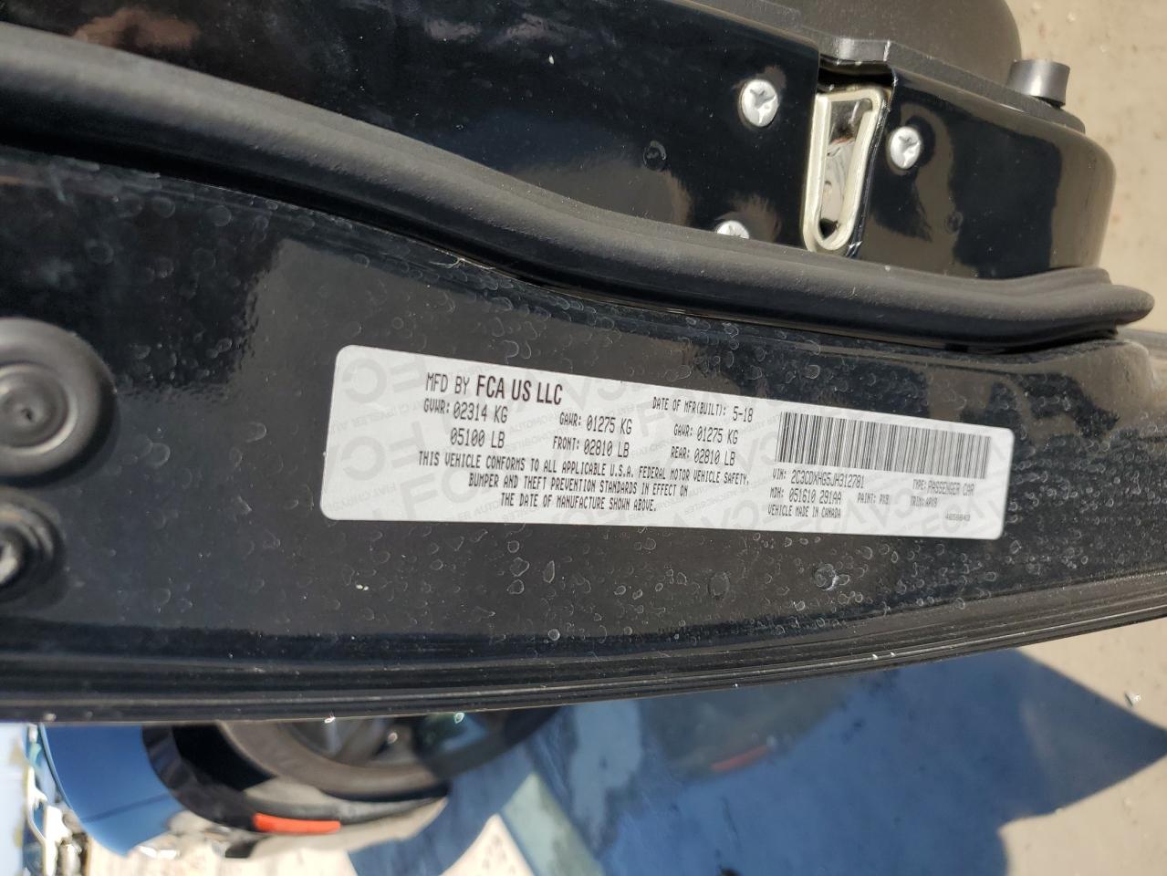 2018 Dodge Charger VIN 2C3CDXHG5JH312781 Copart auction photo, undercarriage / minor dent/scratches damage thumbnail 12