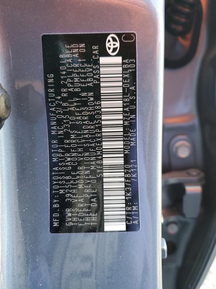 2024 Toyota Corolla VIN 5YFB4MDEXRP150386 Copart auction photo, front end damage thumbnail 14