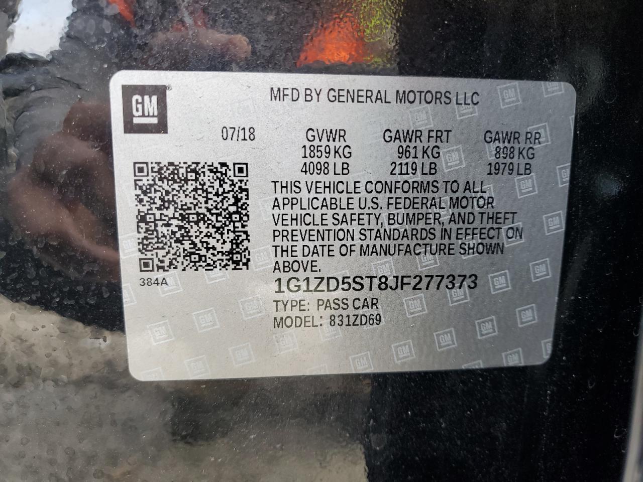 2018 Chevrolet Malibu VIN 1G1ZD5ST8JF277373 Copart auction photo, front end damage thumbnail 12