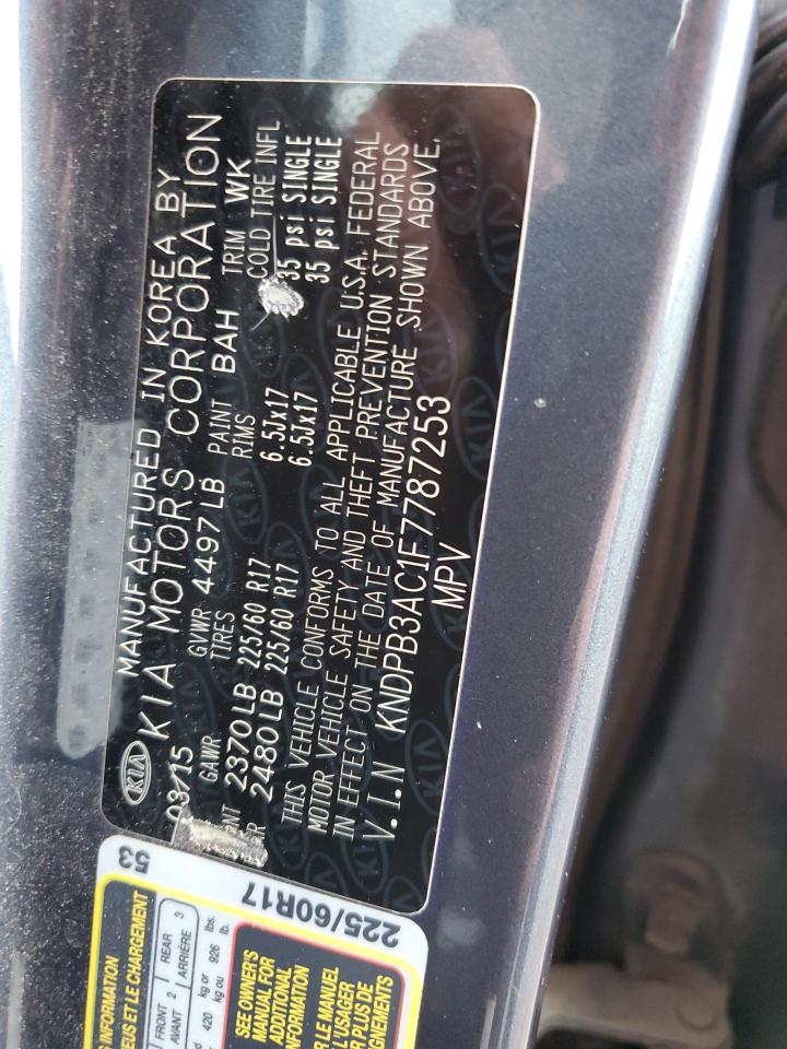 2015 KIA Sportage VIN KNDPB3AC1F7787253 Copart auction photo, front end damage thumbnail 13