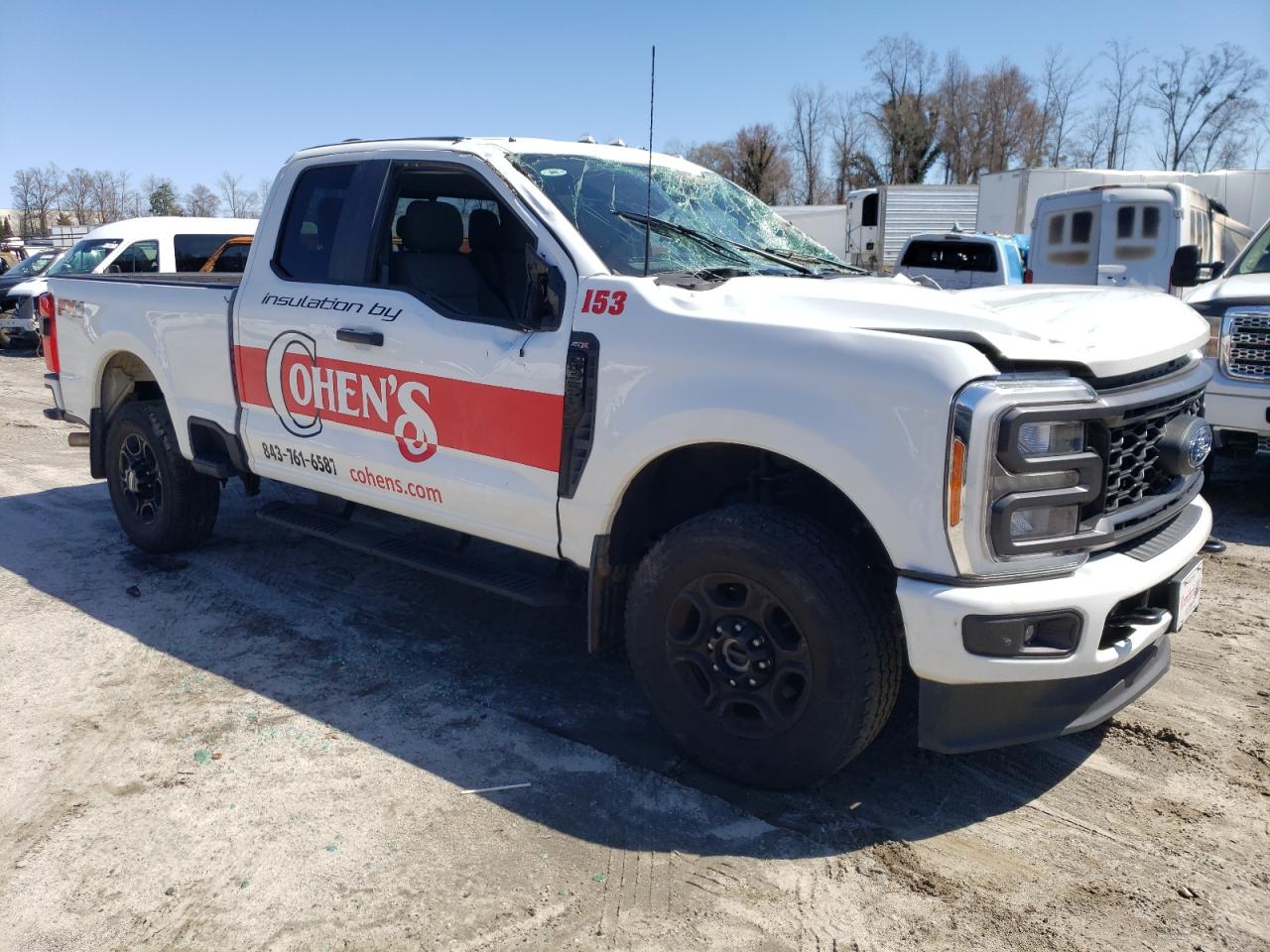 2023 Ford F350 VIN 1FT8X3BA8PED14174 Copart auction photo, top/roof / front end damage thumbnail 4