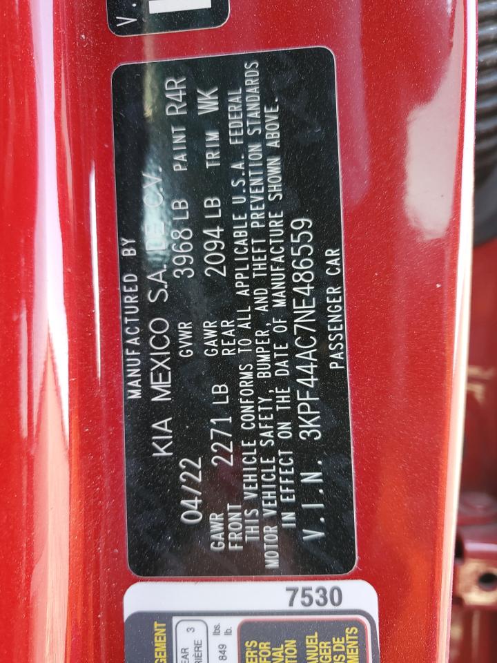 2022 KIA Forte VIN 3KPF44AC7NE486559 Copart auction photo, front end damage thumbnail 13