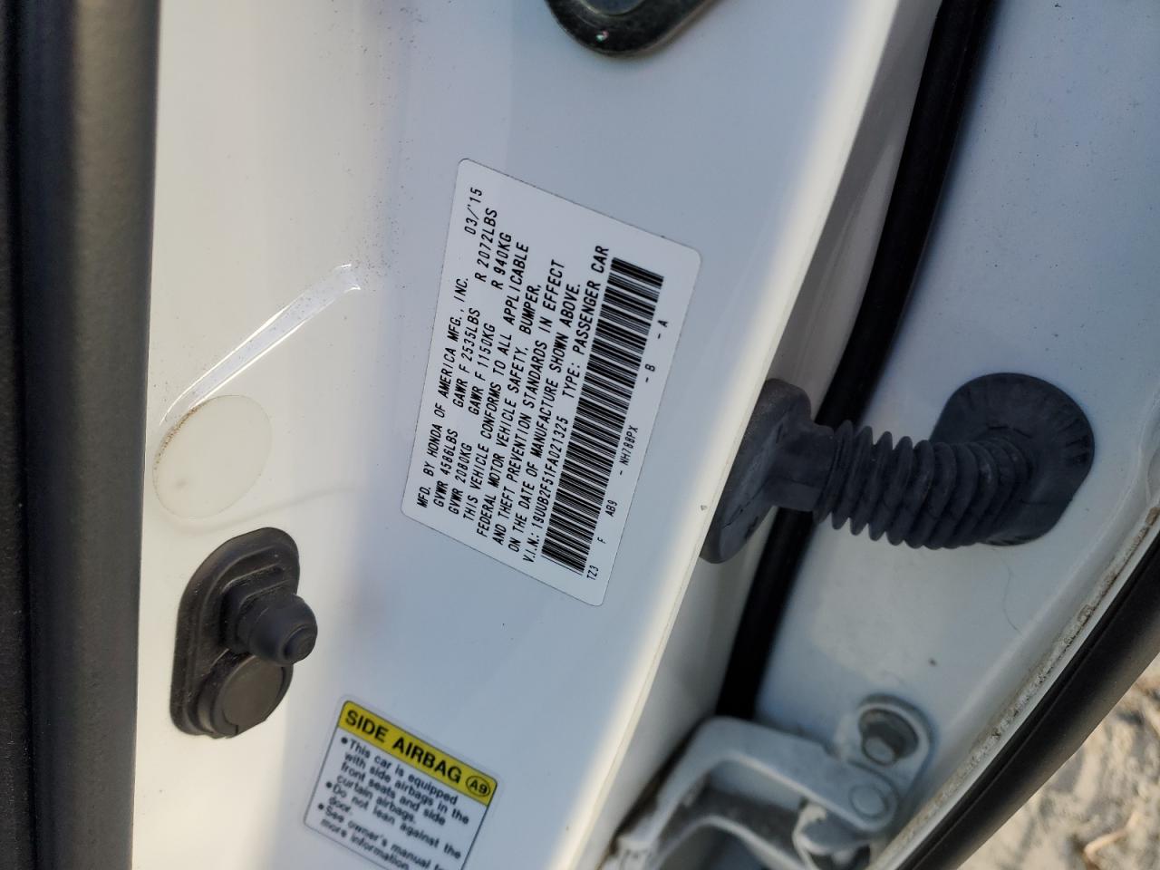 2015 Acura TLX VIN 19UUB2F51FA021325 Copart auction photo, front end damage thumbnail 12