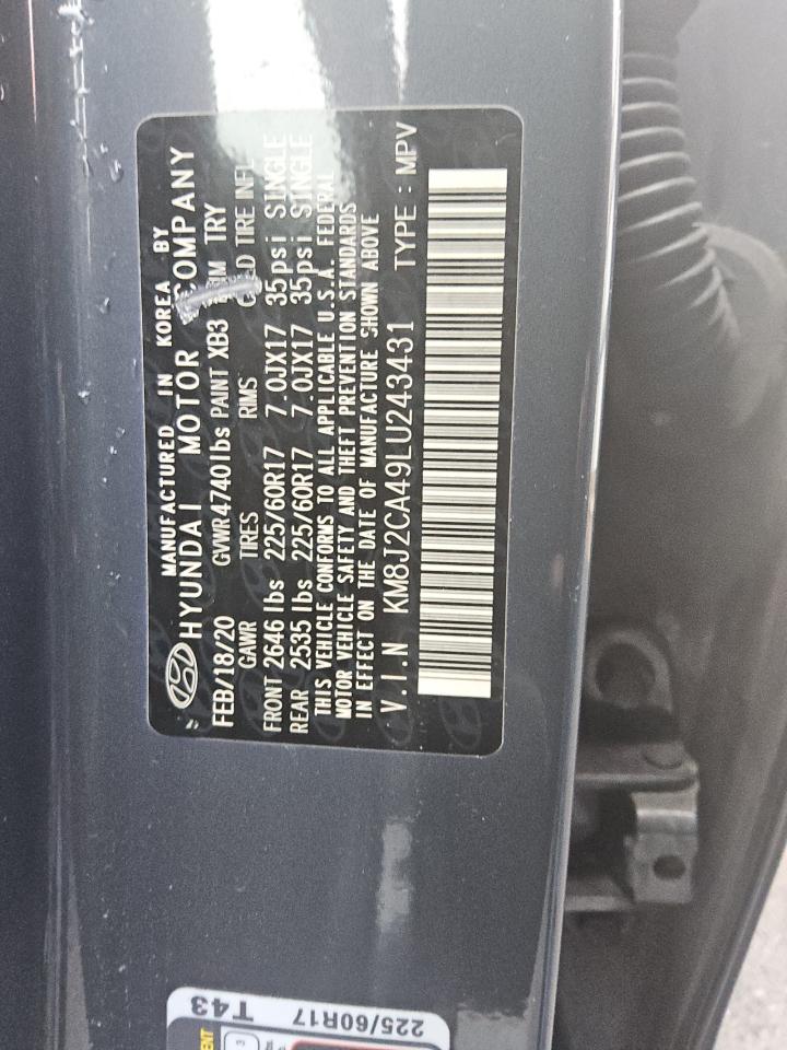 2020 Hyundai Tucson VIN KM8J2CA49LU243431 Copart auction photo, front end damage thumbnail 13