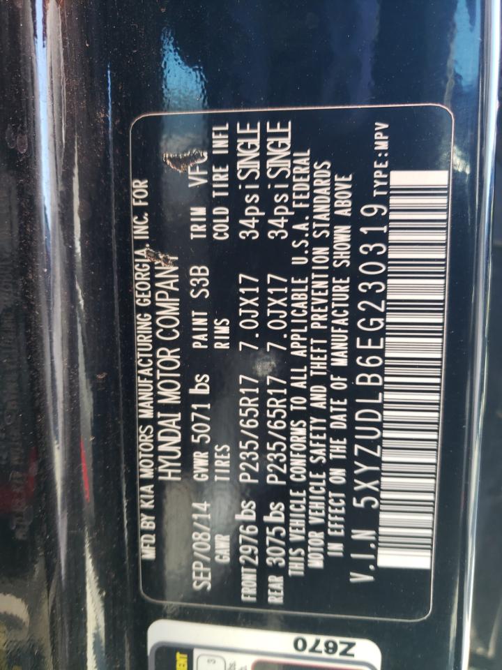 2014 Hyundai Santa Fe VIN 5XYZUDLB6EG230319 Copart auction photo, side damage thumbnail 13