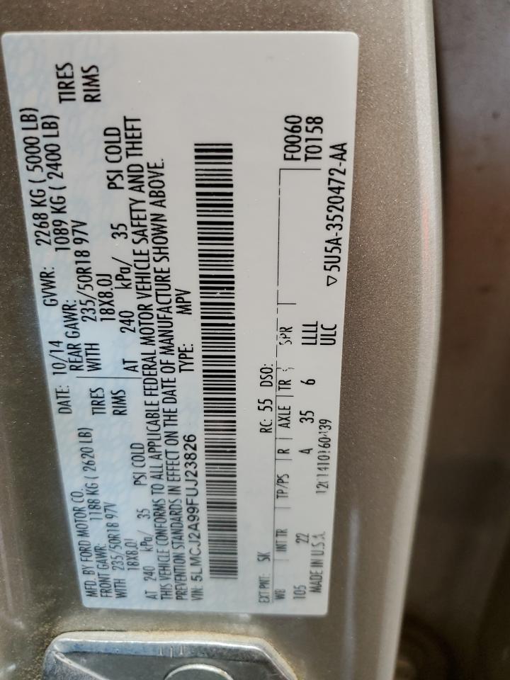 2015 Lincoln MKZ VIN 5LMCJ2A99FUJ23826 Copart auction photo, hail / side damage thumbnail 13