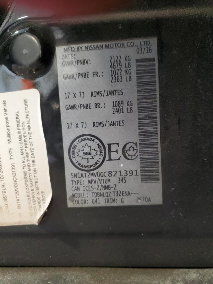 2016 Nissan Rogue VIN 5N1AT2MV0GC821391 Copart auction photo, all over damage thumbnail 13