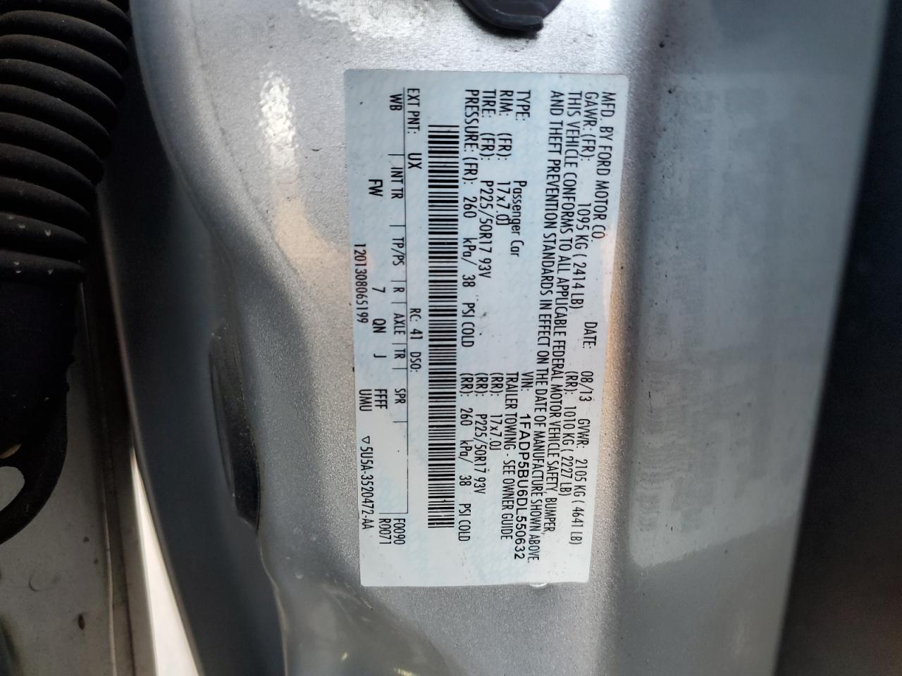 2013 Ford C-MAX VIN 1FADP5BU6DL550632 Copart auction photo, front end / rear end damage thumbnail 15