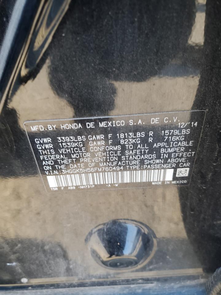 2015 Honda Fit VIN 3HGGK5H56FM760494 Copart auction photo, front end damage thumbnail 15