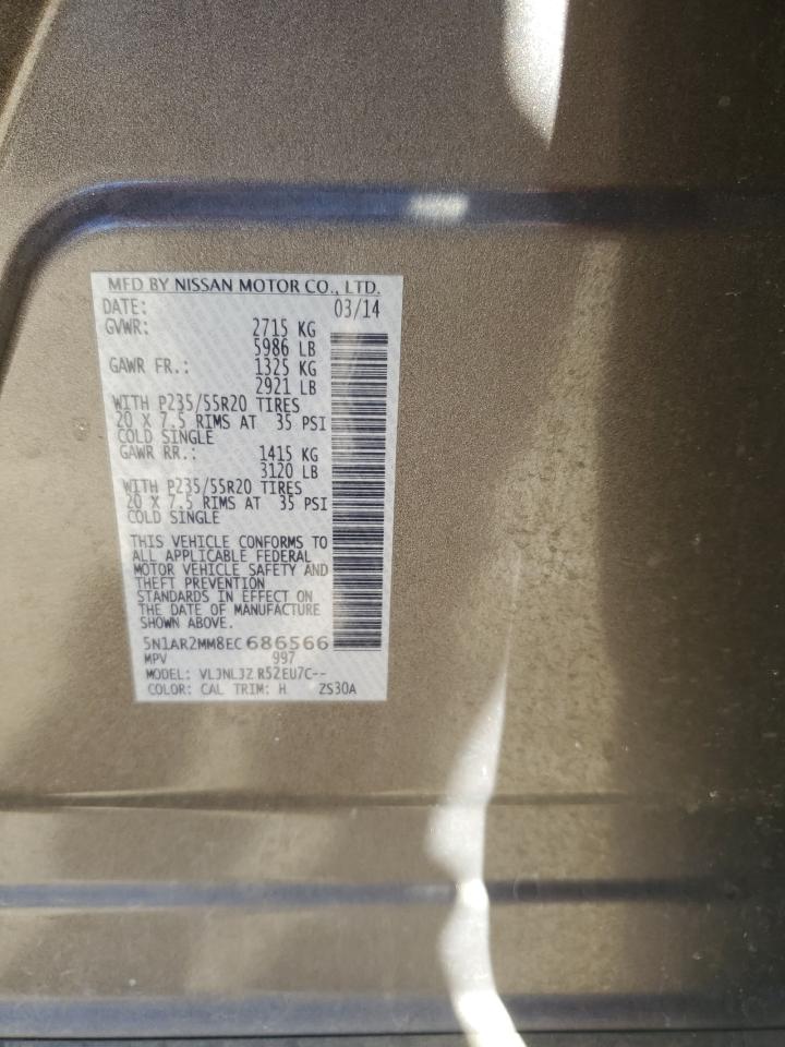 2014 Nissan Pathfinder VIN 5N1AR2MM8EC686566 Copart auction photo, undercarriage / front end damage thumbnail 13