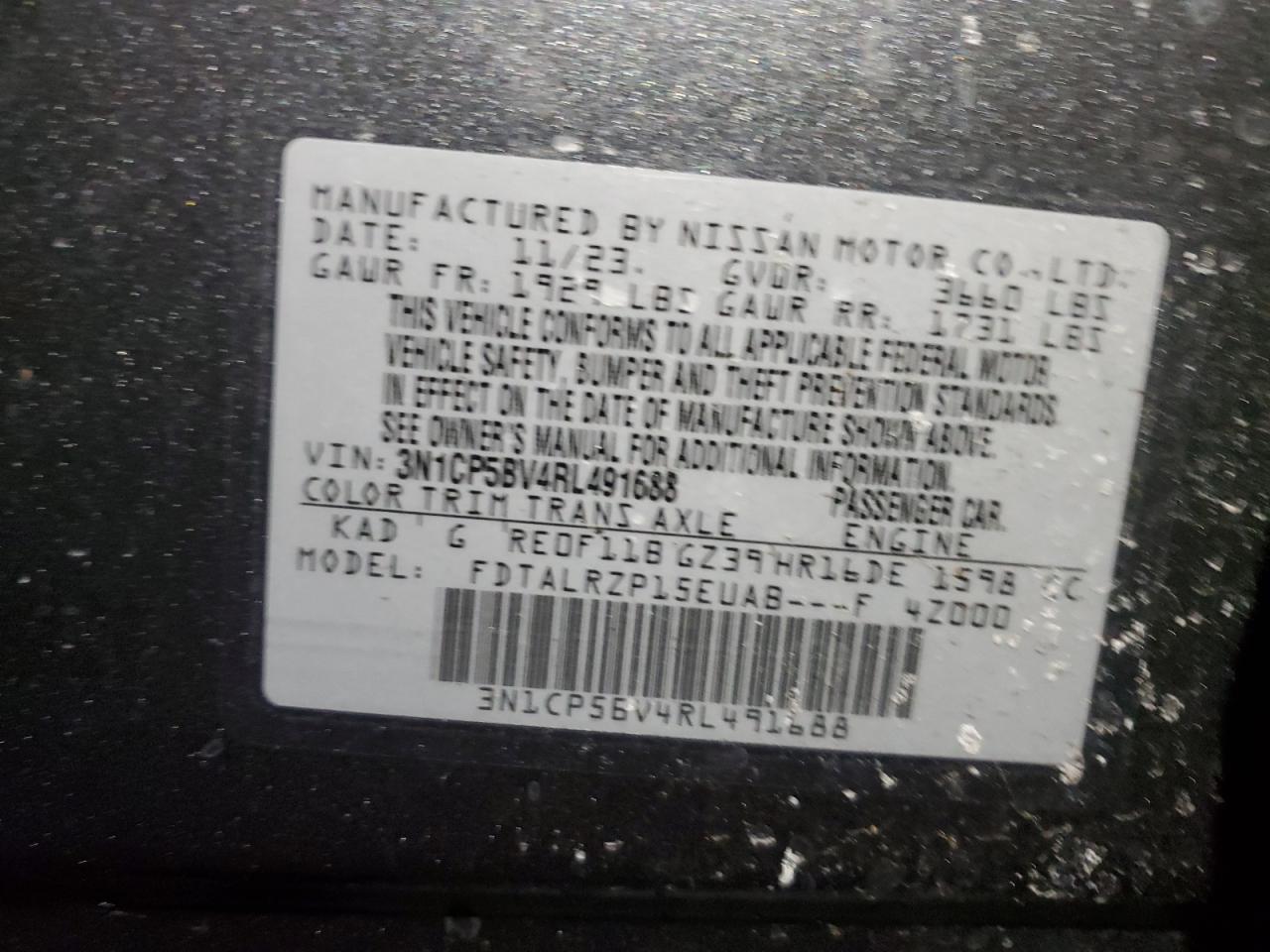 2024 Nissan Kicks VIN 3N1CP5BV4RL491688 Copart auction photo, front end damage thumbnail 13
