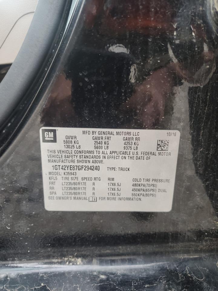 2016 GMC Sierra VIN 1GT42YE87GF294240 Copart auction photo, undercarriage / all over damage thumbnail 12