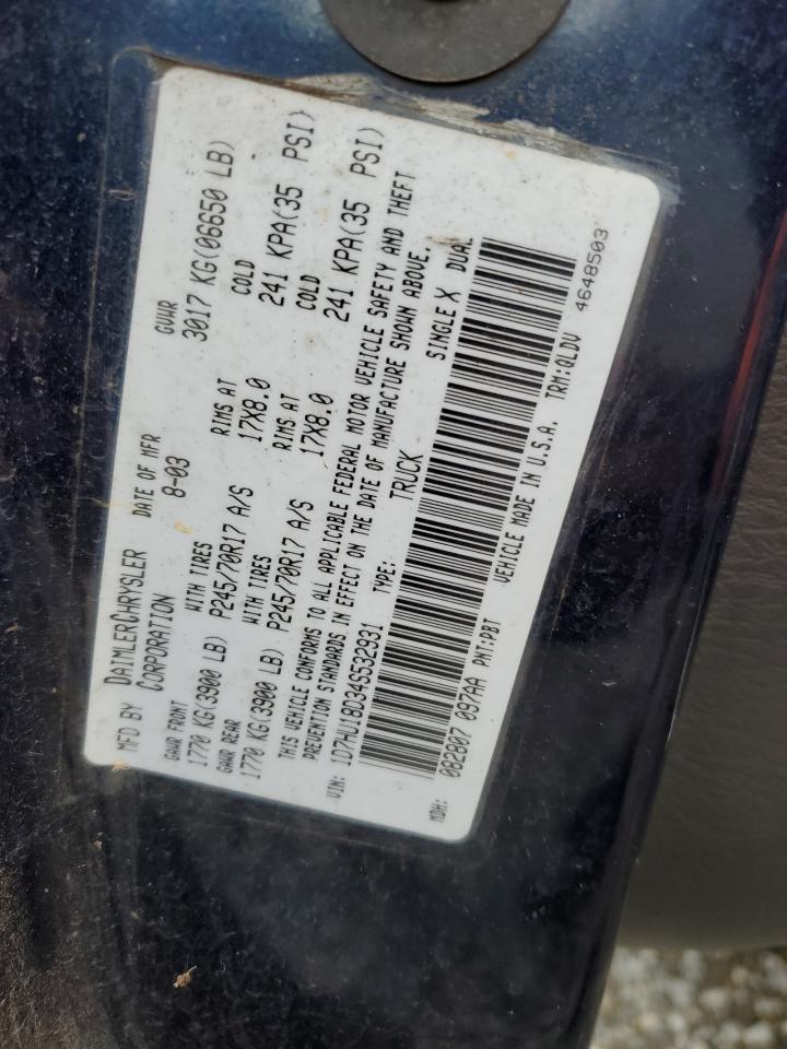 2004 Dodge RAM VIN 1D7HU18D34S532931 Copart auction photo, rear end damage thumbnail 12