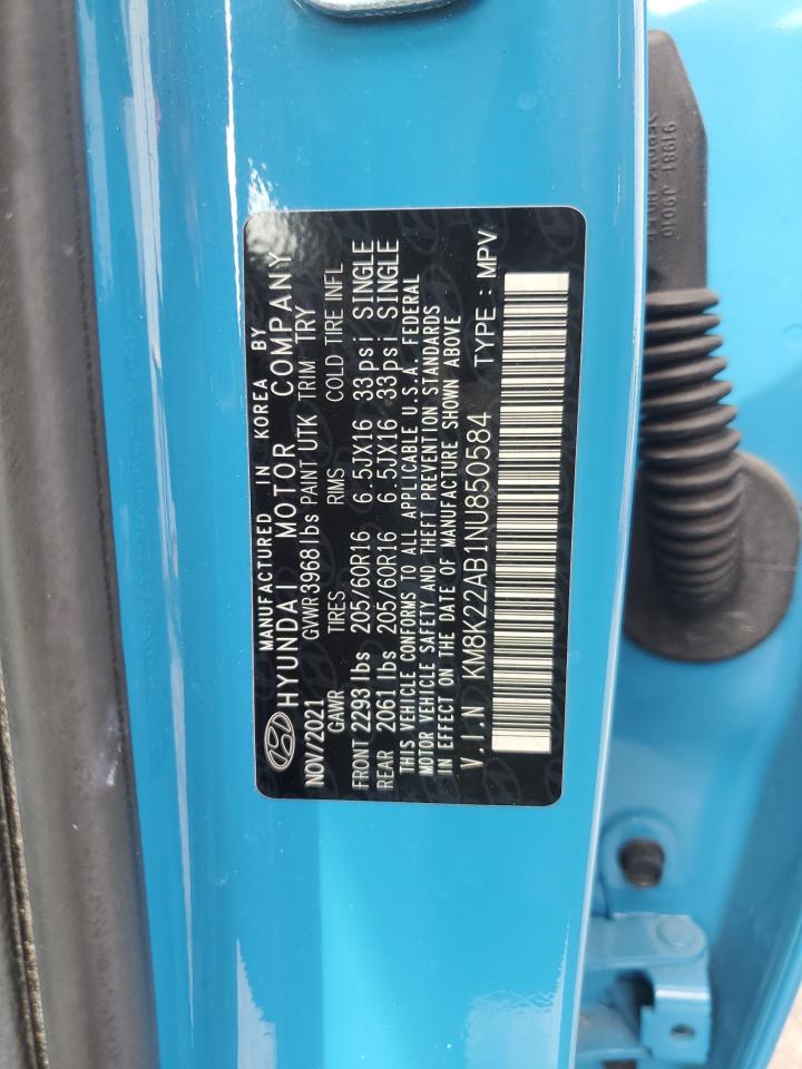 2022 Hyundai Kona VIN KM8K22AB1NU850584 Copart auction photo, mechanical damage thumbnail 13