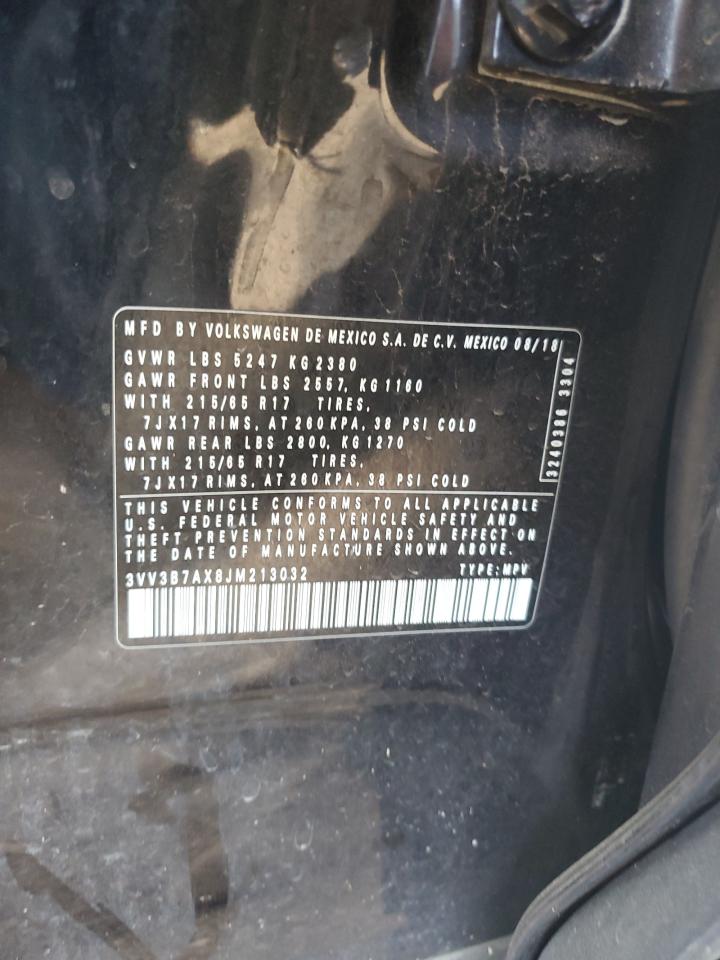 2018 Volkswagen Tiguan VIN 3VV3B7AX8JM213032 Copart auction photo, all over damage thumbnail 14