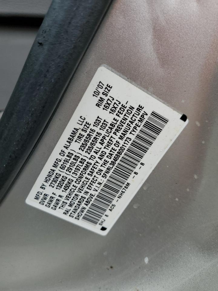 2008 Honda Odyssey VIN 5FNRL38468B001173 Copart auction photo, all over damage thumbnail 13