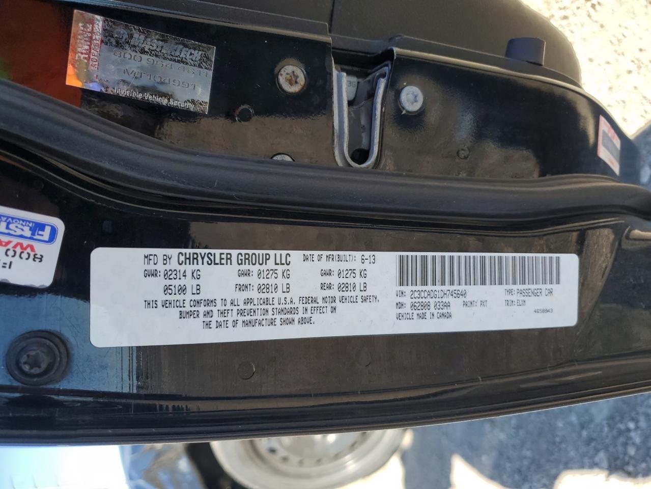 2013 Chrysler 300 VIN 2C3CCADG1DH745640 Copart auction photo, front end damage thumbnail 12