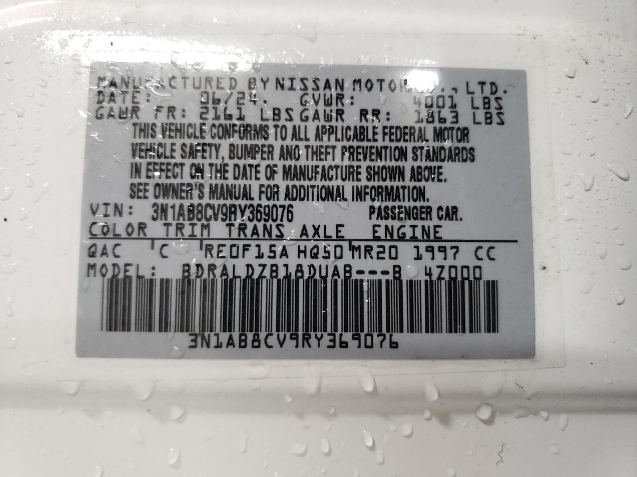 2024 Nissan Sentra VIN 3N1AB8CV9RY369076 Copart auction photo, front end damage thumbnail 12