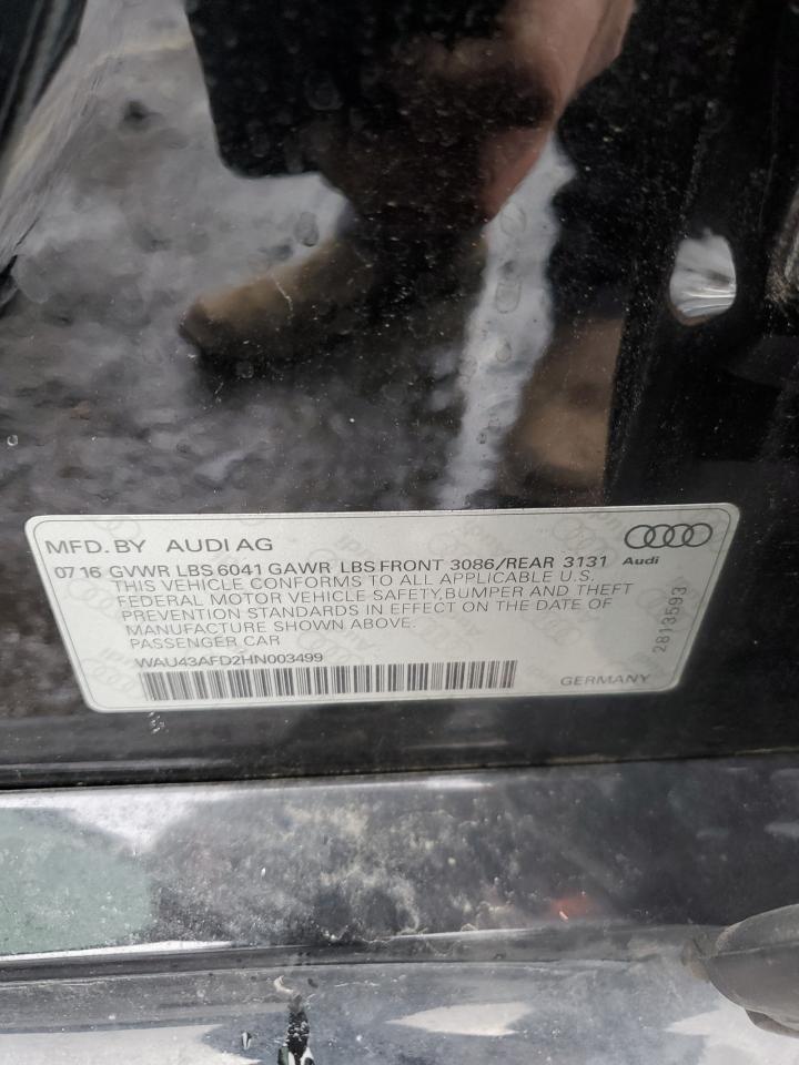 2017 Audi A8 VIN WAU43AFD2HN003499 Copart auction photo, side / rear end damage thumbnail 12