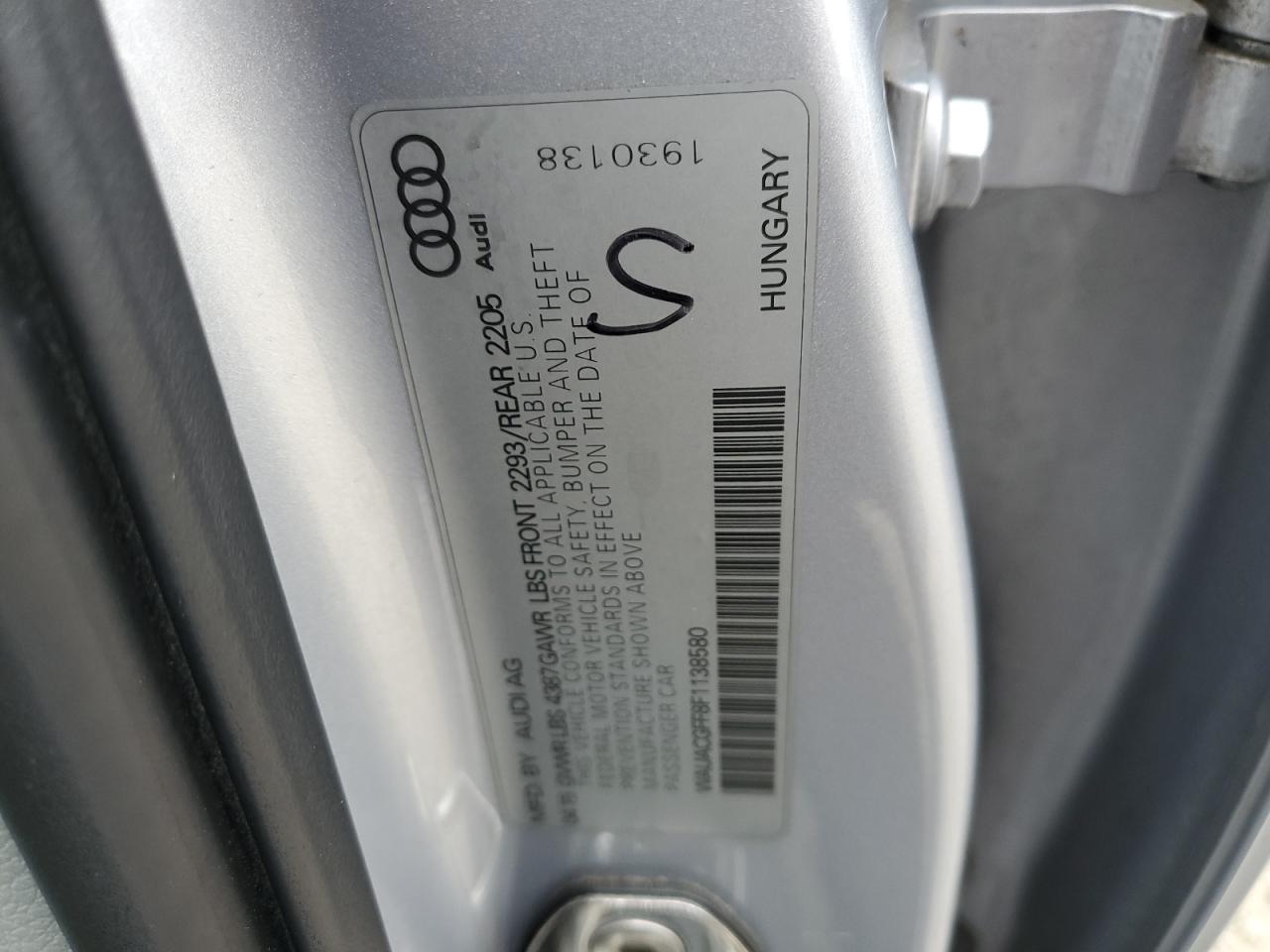 2015 Audi A3 VIN WAUACGFF8F1138580 Copart auction photo, front end / rear end damage thumbnail 12