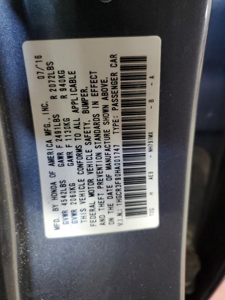2017 Honda Accord VIN 1HGCR3F90HA001747 Copart auction photo, side / rear end damage thumbnail 13