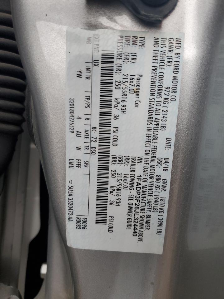 2018 Ford Focus VIN 1FADP3F26JL324440 Copart auction photo, front end damage thumbnail 13