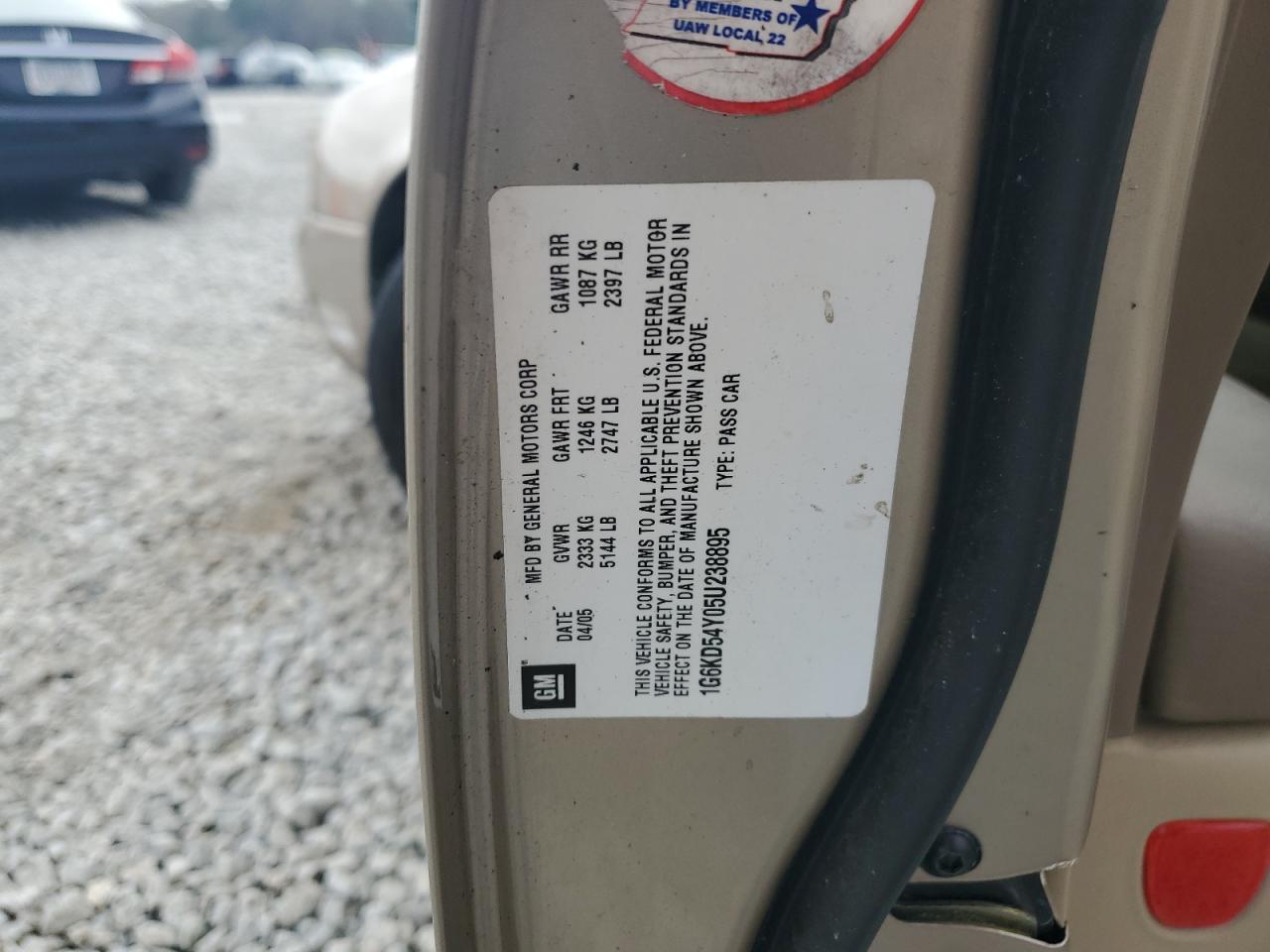 2005 Cadillac De Ville VIN 1G6KD54Y05U238895 Copart auction photo, side damage thumbnail 12