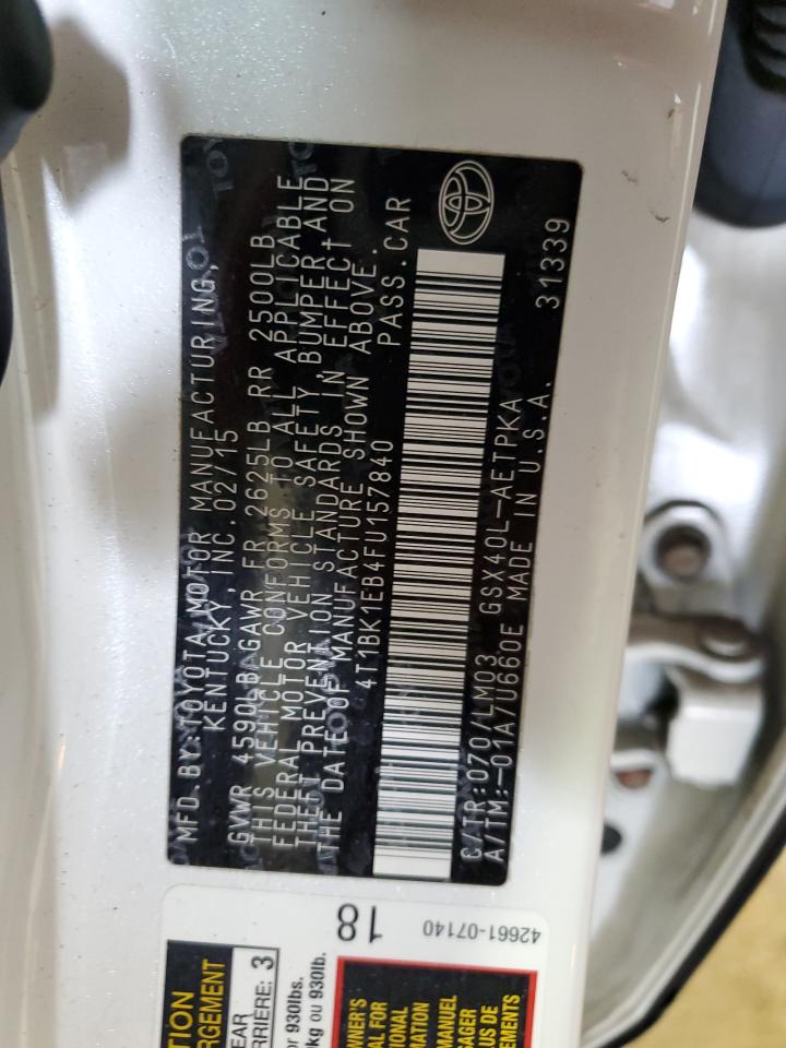 2015 Toyota Avalon VIN 4T1BK1EB4FU157840 Copart auction photo, front end damage thumbnail 12