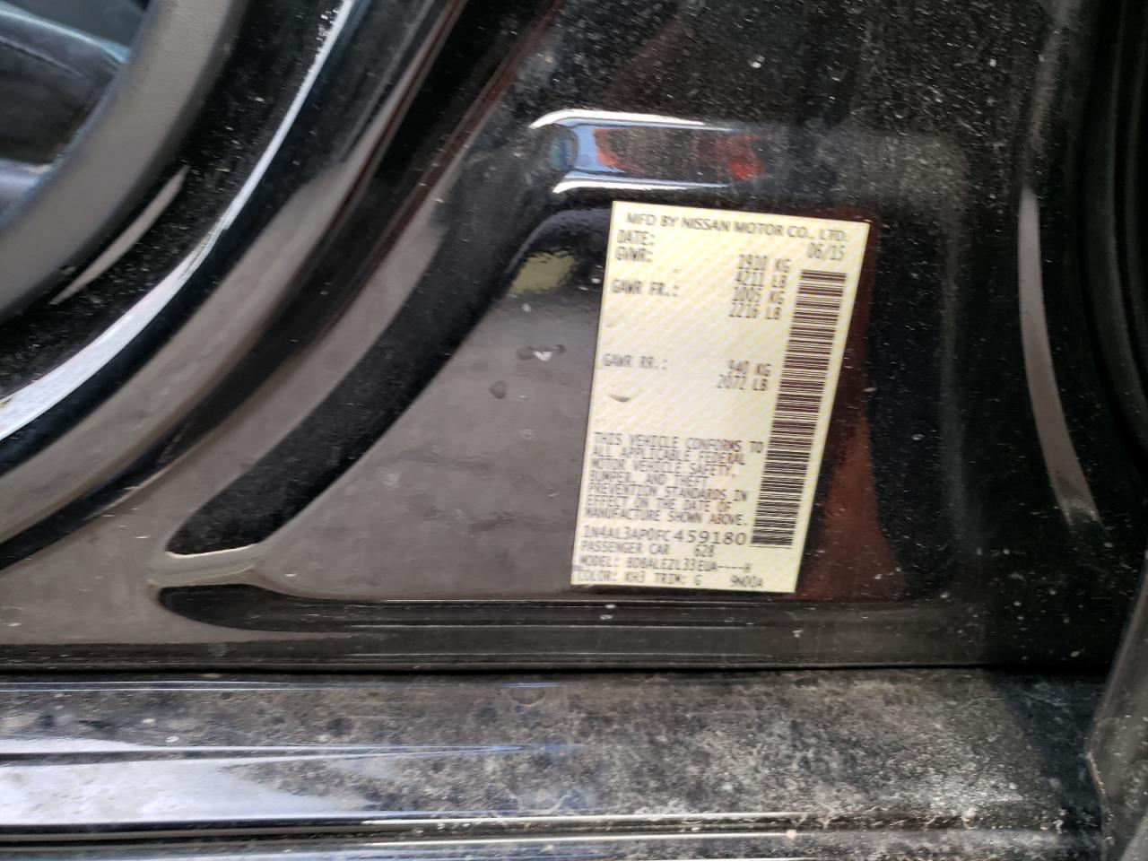 2015 Nissan Altima VIN 1N4AL3AP0FC459180 Copart auction photo, front end damage thumbnail 12