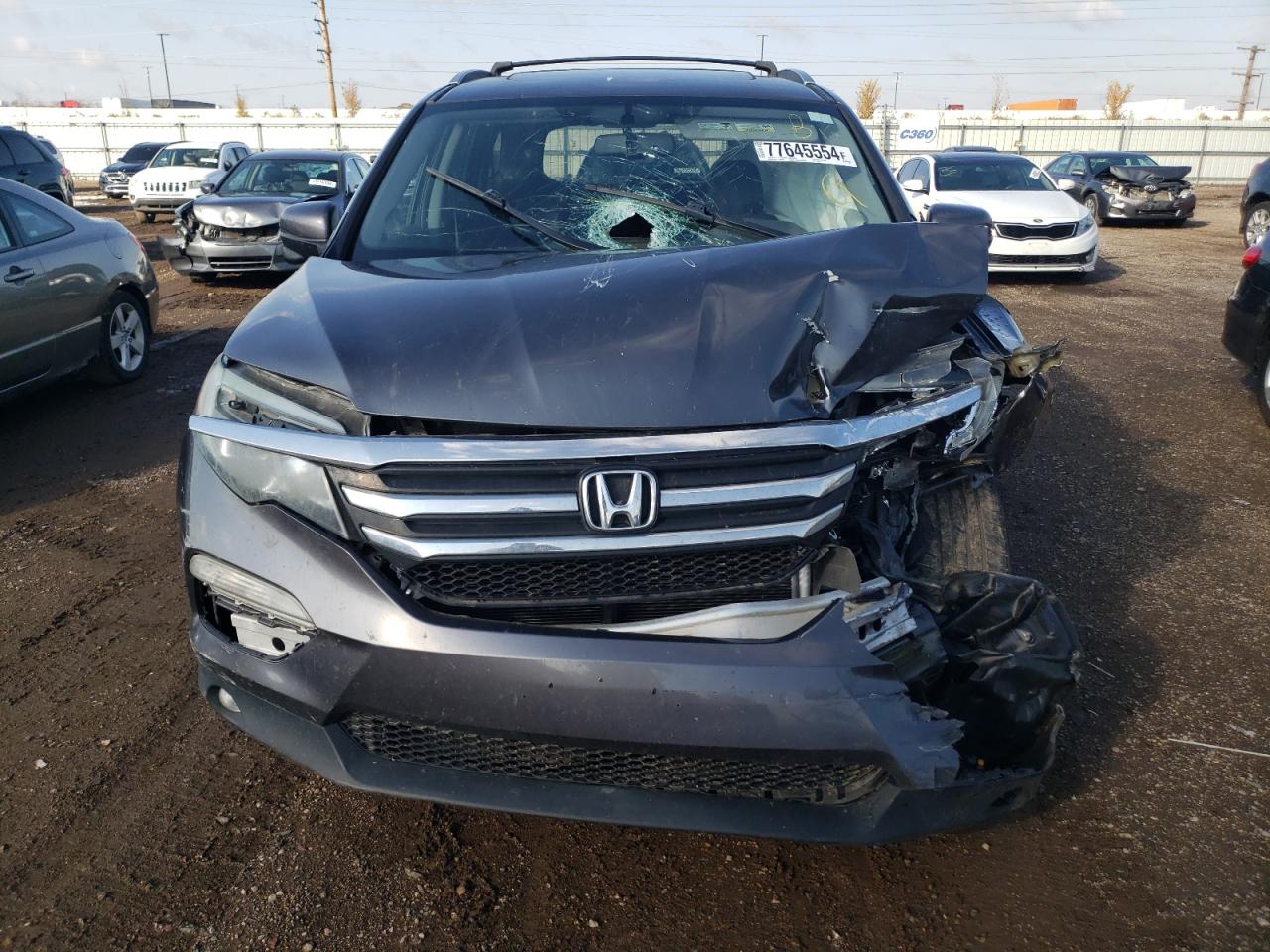 2016 Honda Pilot VIN 5FNYF6H54GB055907 Copart auction photo, front end / side damage thumbnail 5