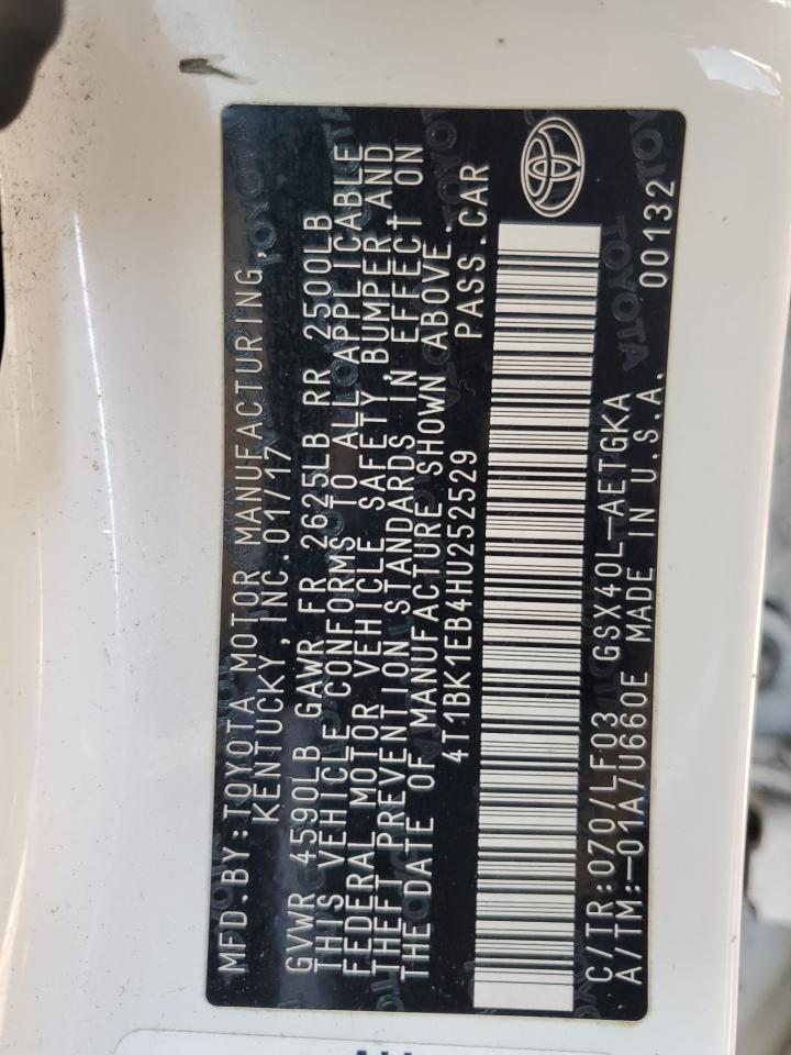 2017 Toyota Avalon VIN 4T1BK1EB4HU252529 Copart auction photo, rear end damage thumbnail 15
